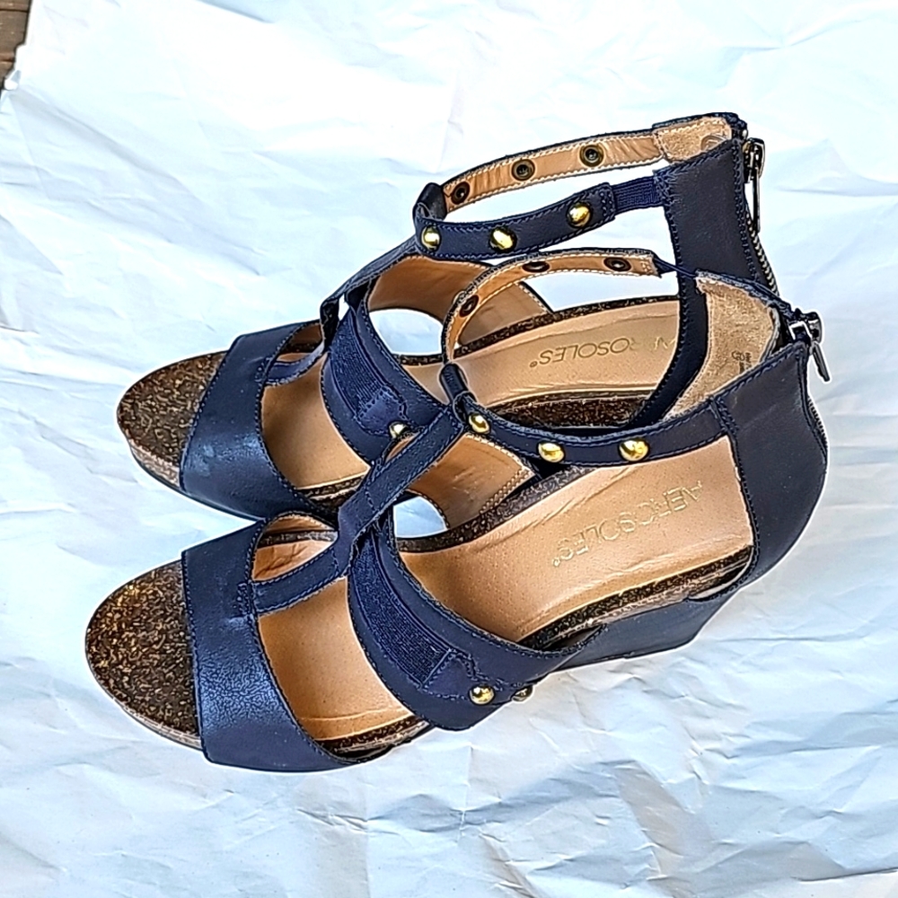 Aerosoles Watermark Wedge Ankle Strap Studded Sandal